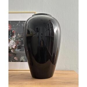 Vintage Large Black Haeger Pottery Oval Floor Vase Ceramic From 1990s 12.25”